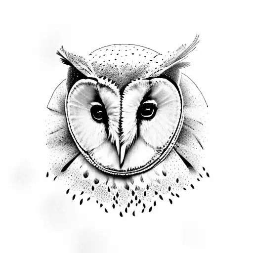 realistic barn owl full bodywith wild flowers tattoo design idea