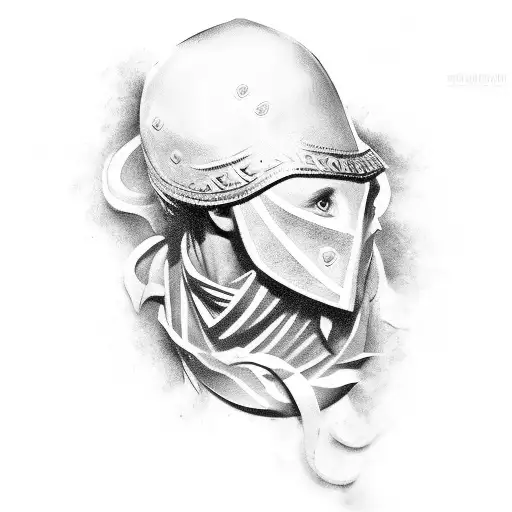 greek warrior and rose tattoo design idea