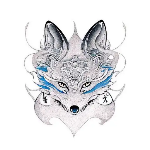 Incorporate a nine tail fox with musical notes tattoo design idea