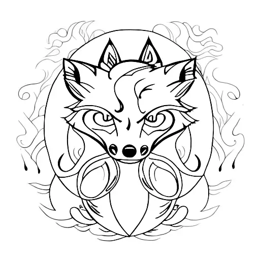 Incorporate a nine tail fox with musical notes tattoo design idea