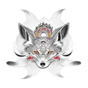 Incorporate a nine tail fox with musical notes tattoo design idea