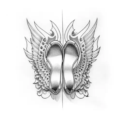shoes wit wings tattoo design idea