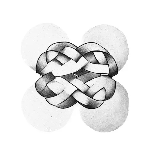 A minimalist design of three intertwined hearts representing the client's three children and husband tattoo design idea