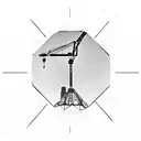 A martini glass with a construction crane inside tattoo design idea