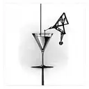 A martini glass with a construction crane inside tattoo design idea