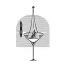 A martini glass with a construction crane inside tattoo design idea