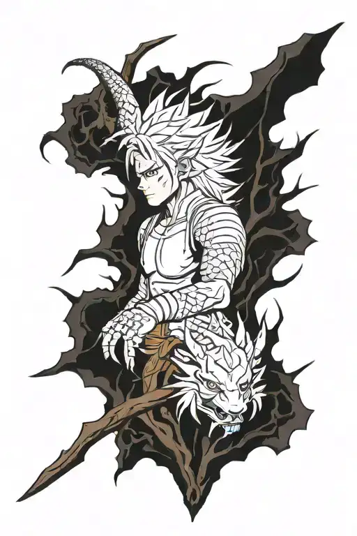 wood dragon naruto left arm sleeve tattoo design idea