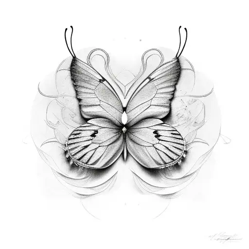 half butterfly half smoke tattoo design idea