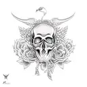 mic with skull  tattoo design idea