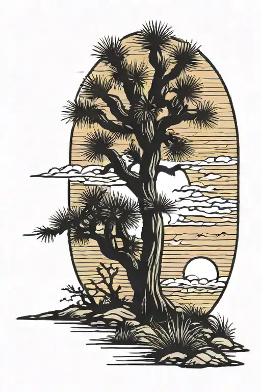 sunset Joshua Tree tattoo design idea