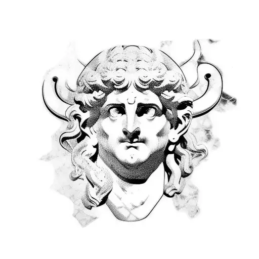 a marble bust of Dionysus  tattoo design idea