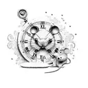 mouse with grandfather-clock  tattoo design idea