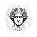 a marble bust of Dionysus grapevine crown tattoo design idea