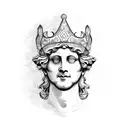 a marble bust of Dionysus grapevine crown tattoo design idea