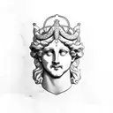 a marble bust of Dionysus grapevine crown tattoo design idea