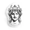 a marble bust of Dionysus grapevine crown tattoo design idea