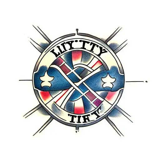 cross with the word loyalty in the middle tattoo design idea