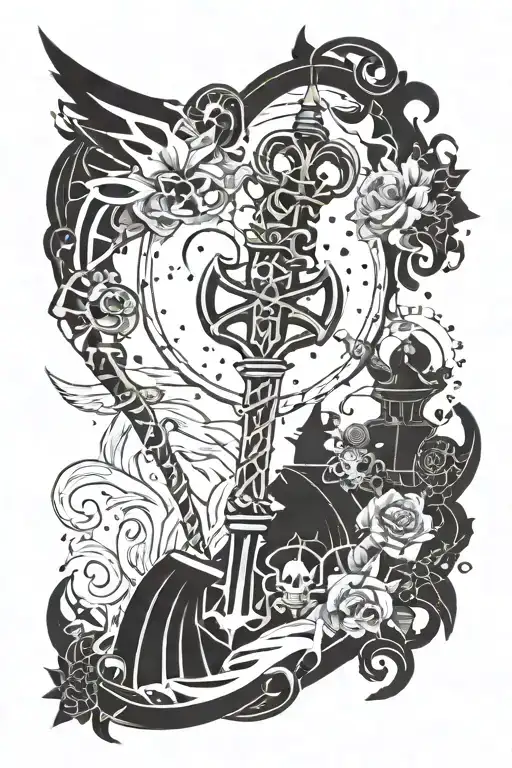 Kingdom hearts keyblade graveyard, a lone solder that never quits. His heart is strong and his soul is stronger tattoo design idea