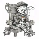 gangster baby sitting infront of a trap house that say trench baby tattoo design idea