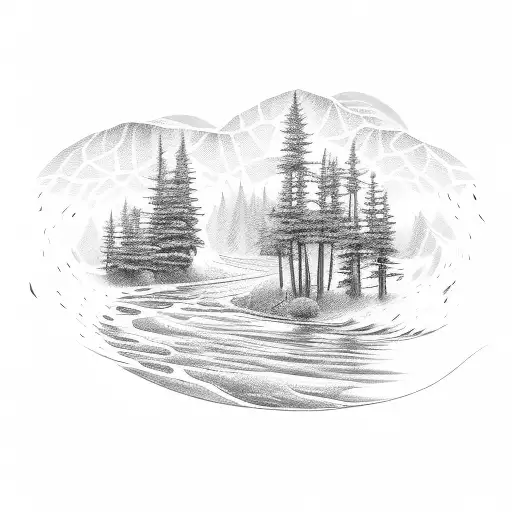 A river flowing through a correctional officer symbol tattoo design idea