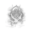 A river flowing through a correctional officer symbol tattoo design idea