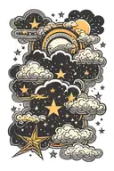 clouds and stars  tattoo design idea