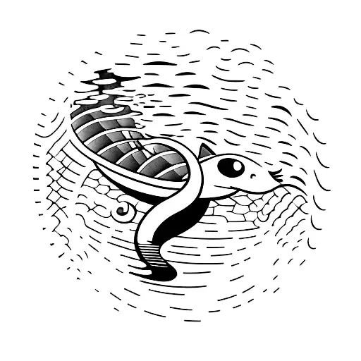 Swimming pool with a cat diving into the water tattoo design idea