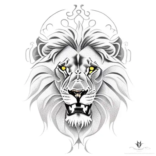 Lion with dead for neck tattoo design idea