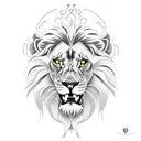 Lion with dead for neck tattoo design idea