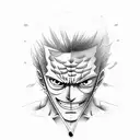 Roronoa zoro one piece hyper realistic  tattoo design idea