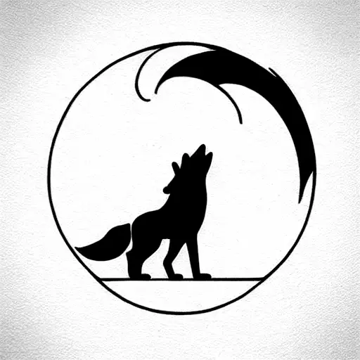 tattoo for couples, with the silhouette of the face of a wolf and a she-wolf, only half of each and in the middle an old tattoo design idea
