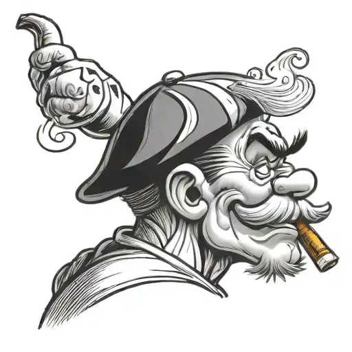 Popeye stops Smoking A Cigarette tattoo design idea