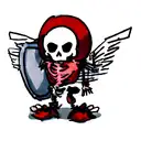 a skeleton with wings and a shield tattoo design idea