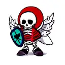 a skeleton with wings and a shield tattoo design idea