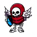 a skeleton with wings and a shield tattoo design idea