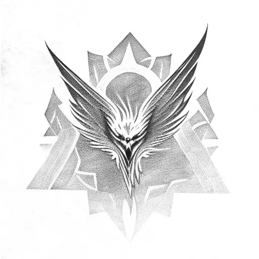 Pheonix Breaking Through Flames tattoo design idea