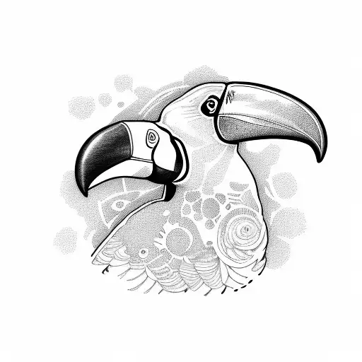 toucan, planet tattoo design idea