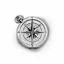 compass inside pocket watch tattoo design idea