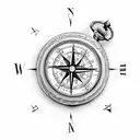 compass inside pocket watch tattoo design idea