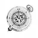 compass inside pocket watch tattoo design idea