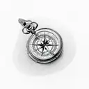compass inside pocket watch tattoo design idea