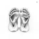 baby feet with the name JOY tattoo design idea