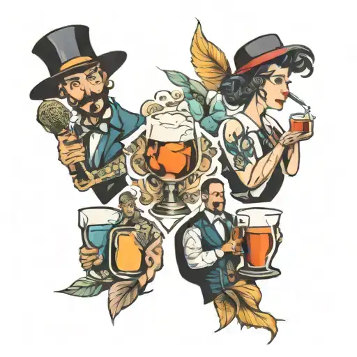four bartenders tattoo design idea