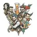four bartenders tattoo design idea
