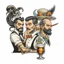 four bartenders tattoo design idea