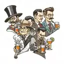 four bartenders tattoo design idea