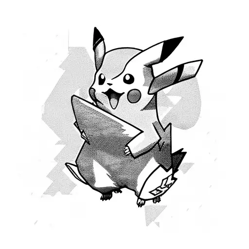 pikachu doing a Slav squat in an adidas track suit tattoo design idea