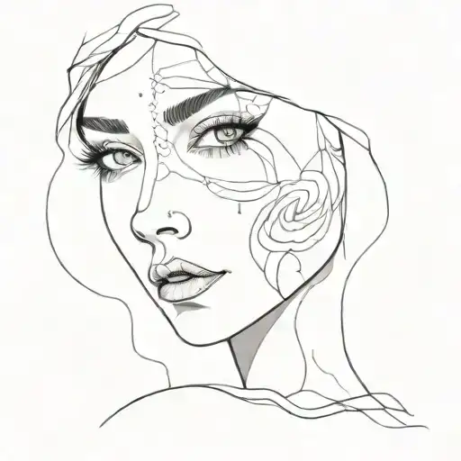 drawing of a woman's beautiful eyes without a face only eyes  tattoo design idea