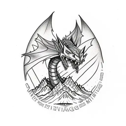 Smaug over mountain  tattoo design idea