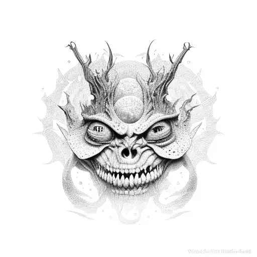 A monster on one side and a child on the other tattoo design idea